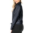 thumbnail image 3 of KOGMO Women's Vegan Leather Moto Jacket with Belt, 3 of 5