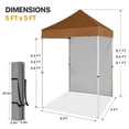 thumbnail image 4 of COOS BAY 5x5 Outdoor Portable Canopy Tent with One Removable Sunwall, Pop up Canopy with Carry Bag, Khaki, 4 of 8