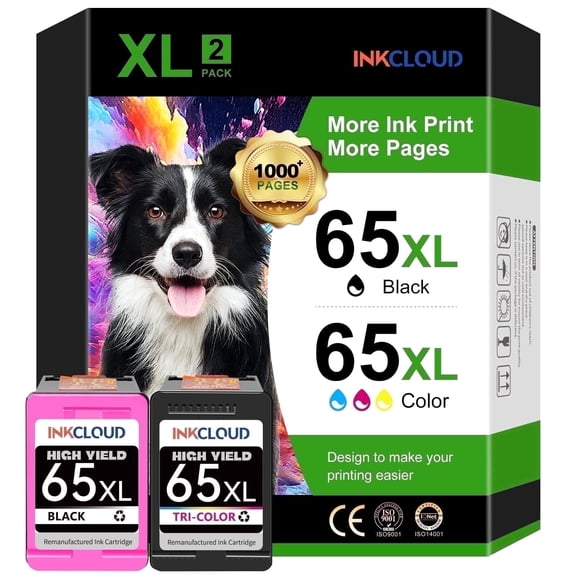 65XL Ink Cartridges Compatible with 65 printer Deskjet 3758 3721, Envy 5058 5052 Printers (Black, Tri-Color)