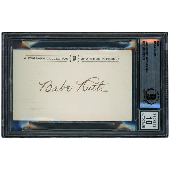 Babe Ruth Autographed 2x3.75 Cut Signature New York Yankees Auto Grade Gem Mint 10 Beckett BAS #18969309