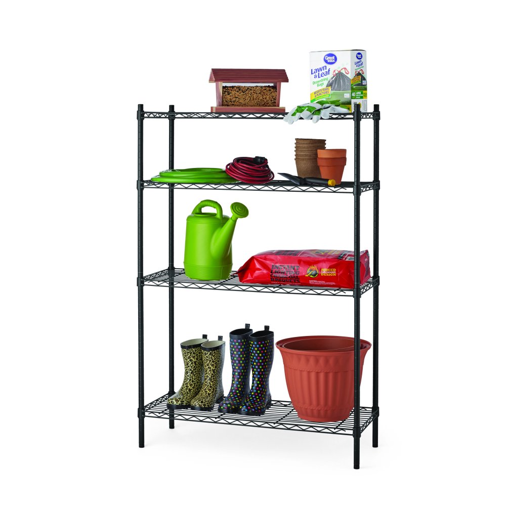 Hyper Tough 4 Tier Wire Shelving Unit, Black, 14"Dx36"Wx54"H, Weight