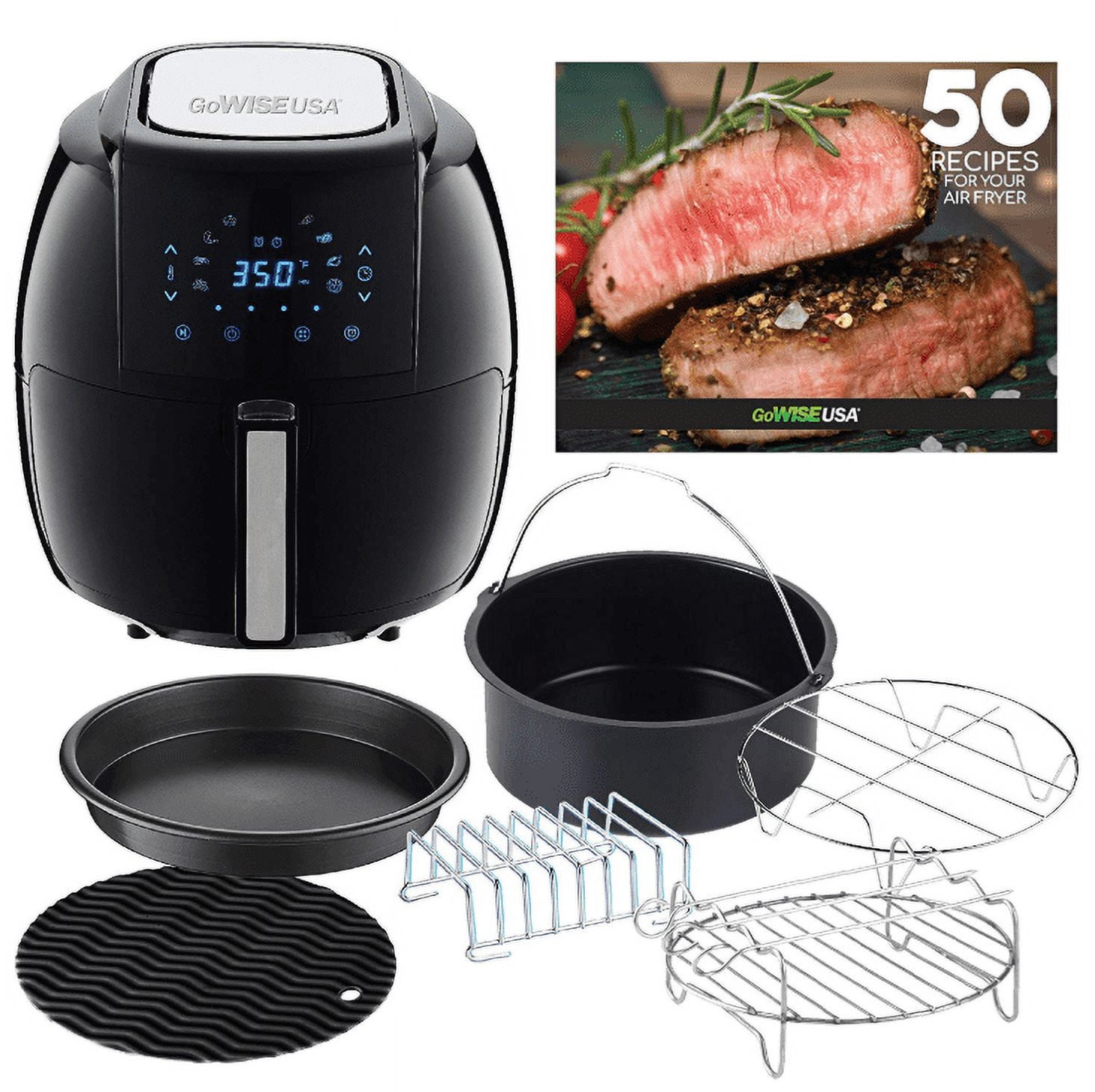 8 inch Air Fryer Accessories with Recipe Cookbook, Compatiblefor 5.3 QT-5.8  QT and Larger Size Air Fryer and Pressure Cooker, Gowise USA