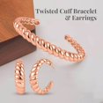 thumbnail image 3 of Stainless Steel Rose Gold ION Plated Hoops Hoop Earrings Cuff Bangle Bracelet Set for Women Jewelry Size 7.5" Birthday Gifts, 3 of 8