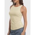 thumbnail image 3 of Women's Crewneck Racerback Ribbed Tank Tops Summer Basic High Neck Sleeveless Slim Fit Crop Tops, 3 of 6