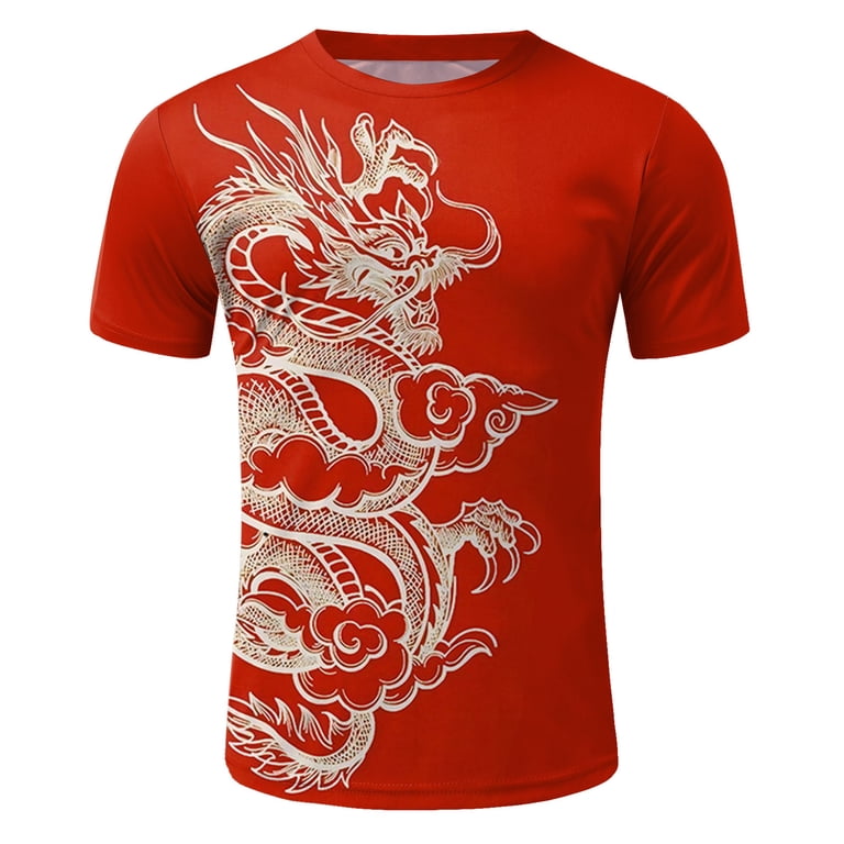 Men's Dragon T Shirt Summer Short Sleeve Tees Tops - Walmart.com