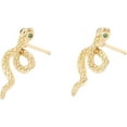 thumbnail image 3 of 1pair 1 Pair Green Cubic Zirconia Snake Stud Earrings Brass Jewelry for Women Real 18K Gold Plated Earrings Decoration for Women DIY Bracelet Earring Jewelry Craft Making 16.5x7.5mm Pin: 0.8mm 1pair, 3 of 4