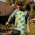 thumbnail image 4 of Green Dinosaurs Ponds Pattern Apron-Garden Aprons for Women with Pockets-Cotton Linen Waterproof Kitchen Cooking Gardening Aprons Adjustable for Kitchen,Cooking,BBQ and Salon 33x27 Inch, 4 of 7