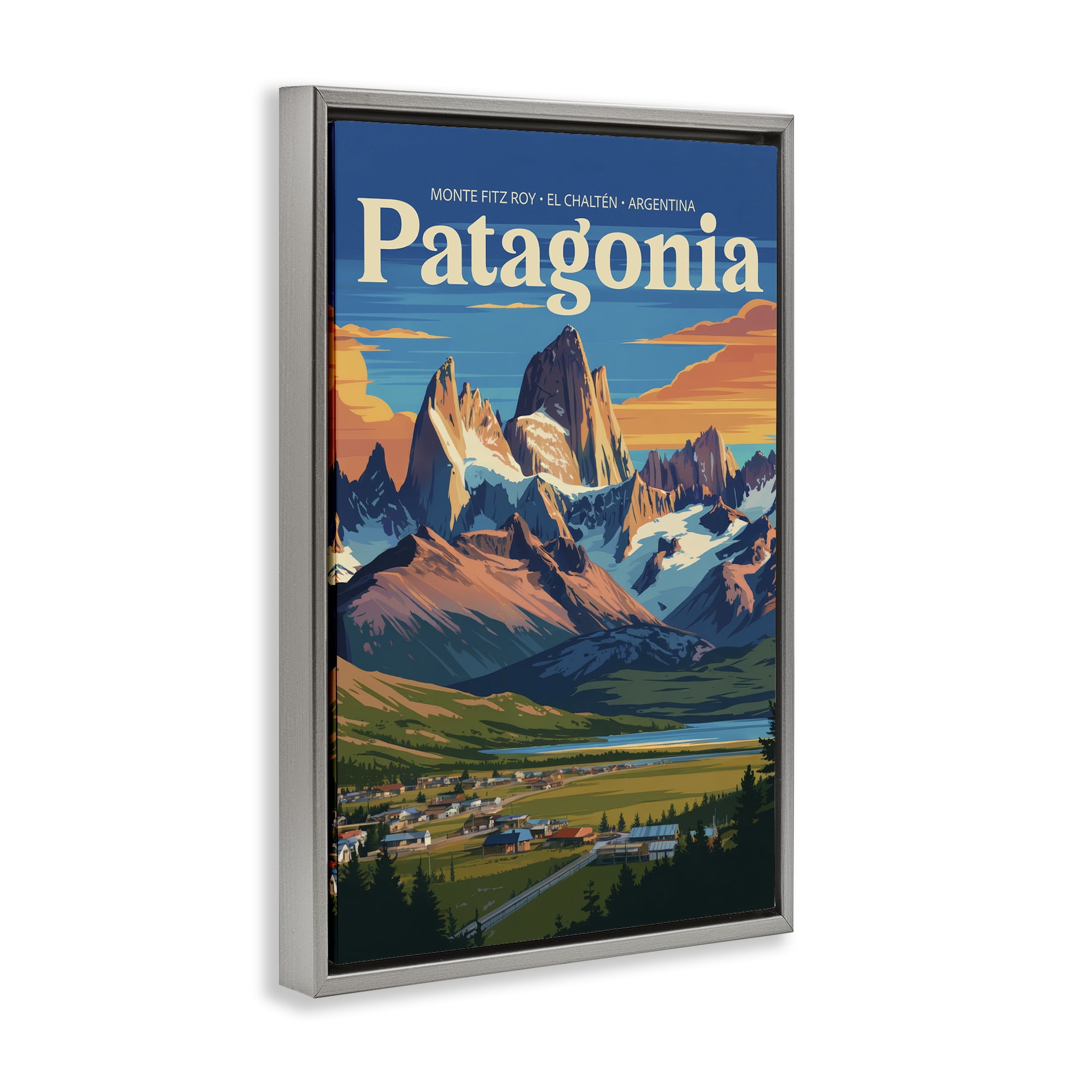 Stupell Industries Patagonia Valley Landscape Gray Framed Floater Canvas Wall Art, design by Andreas Magnusson
