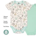 thumbnail image 5 of The Peanutshell Baby Boy or Baby Girl Short Sleeve Bodysuit Set, 5 Pack, Safari, Black, White, Sage, Stars, 5 of 7