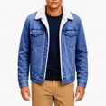 thumbnail image 5 of Jackets For Men Winter Sherpa Lined Denim Jacket Button Down With Pockets Workwear Coat Vintage Trendy Weekend Outdoor Outfits, 5 of 6