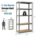 thumbnail image 2 of Gymax 72'' Metal 5-Tier Garage Storage Rack Shelf Adjustable Freestanding Gray, 2 of 8