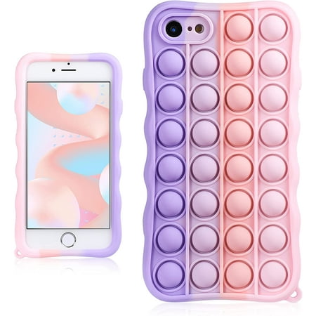 Pink Purple Case for iPhone 6/6S Cartoon Funny Kawaii Cute Silicone Fun  Cover Stylish Pretty Fashion Unique Design Fidget Aesthetic for Girls Boys  Kids Cases (for iPhone 6/6S 