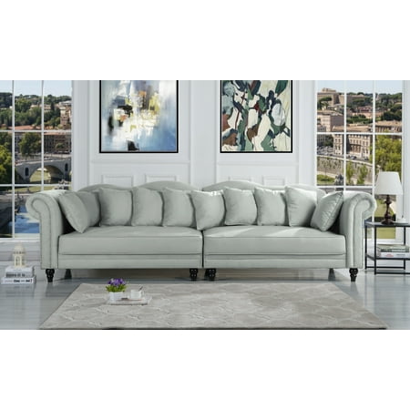 Traditional Large Living Room Chesterfield Sofa, Light