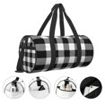 thumbnail image 5 of KLL White And Black Plaid Pattern Duffle Bag For Men Women Sport Gym Fitness Tote Travel Training Workout Basketball Football Weekender, 5 of 8