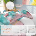 thumbnail image 2 of 3 Piece Teal Pink Duvet Cover Set Queen Size, Microfiber Comforter/Quilt Cover with Corner Ties and 2 Pillowcases, Modern Marble Art Ink Painting Abstract All Season Soft Bedding with Zipper Closure, 2 of 8