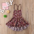 thumbnail image 5 of CANIS Bambin Bébé Filles Manches Volant Robes Partie Princesse Rouge Floral Tenue, 5 of 5