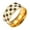Gold Plated Black White, variant on Women 8MM Stainless Steel Checkerboard Rings Black White Chessboard Couple Statement Band Gold Plated Black White Size 6