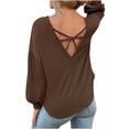 thumbnail image 4 of Women's Waffle Knit Sweater Tops Long Sleeve Loose-Fit Pullover Hoodie Solid Color Casual Blouse Sweatshirt, 4 of 5