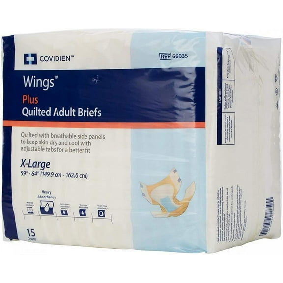 Wings Plus Quilted Unisex Briefs, X-Large, Heavy Absorbency (60 Count)
