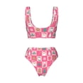 thumbnail image 2 of Honeii Pink Christmas Cheer Print Women’s Bikini Set,Two Piece Swimsuit Bathing Suits,Stylish High Elasticity Swimwear for Beach and Pool, 2 of 7