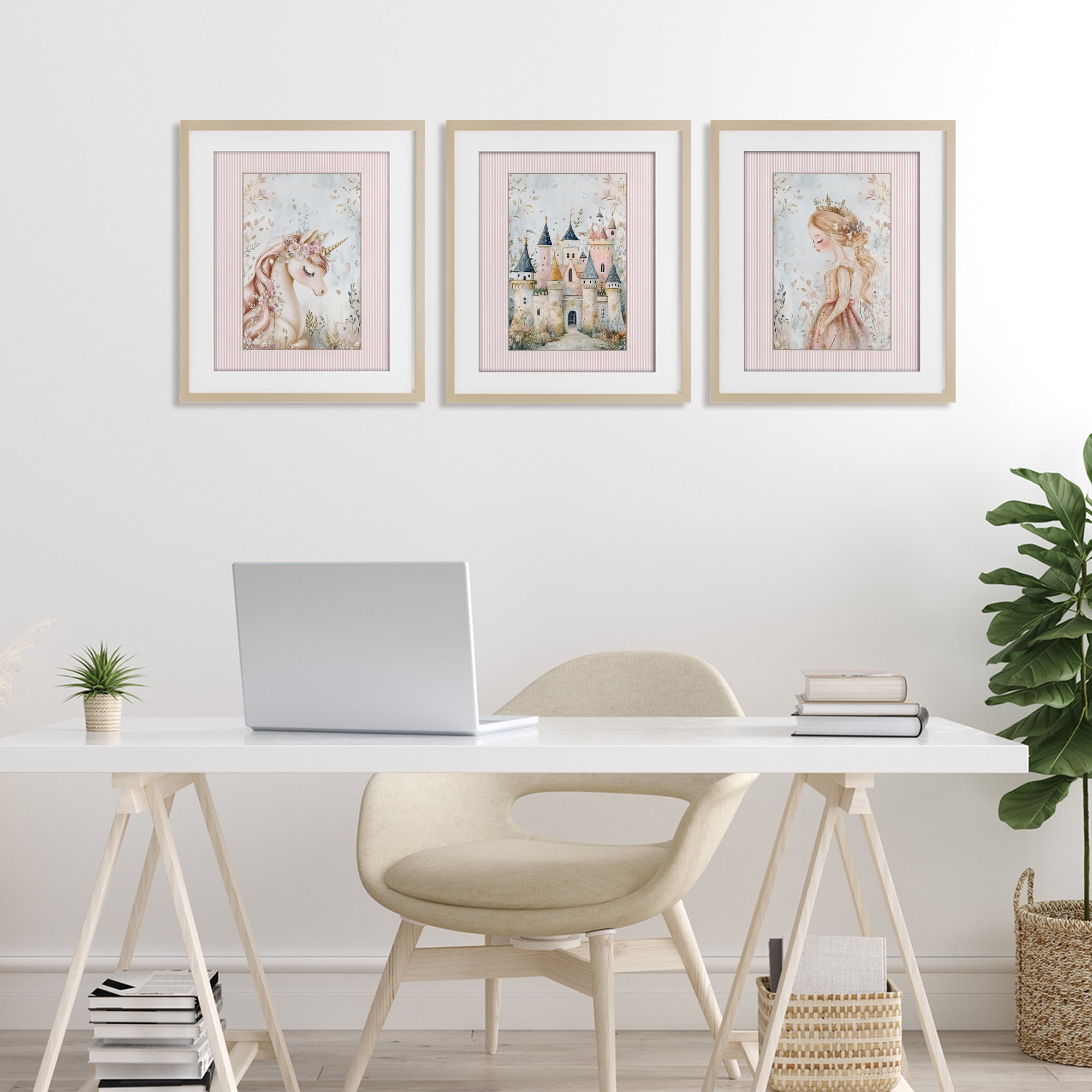 Stupell Industries Fantasy Enchanted Dreams 3 Piece Birch Framed Print Under Glass Set, design by Christine Simpson Art