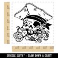 thumbnail image 2 of Pirate Skull with Octopus Tentacles Self-Inking Rubber Stamp Ink Stamper - Blue Ink - Large 1-1/2 Inch, 2 of 7