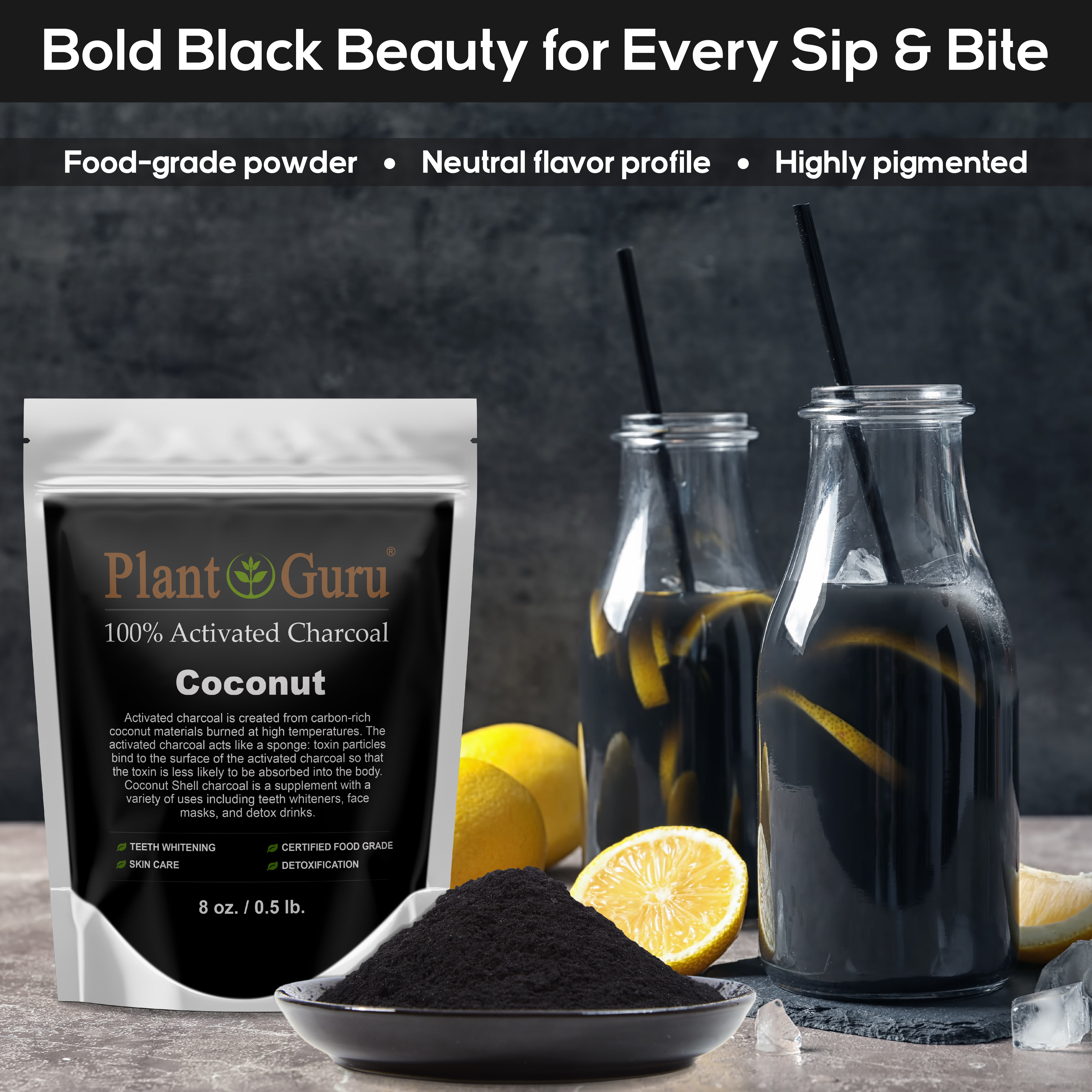 Activated Charcoal Powder Bulk - 1.75 lbs. Jar, COCONUT - Food Grade Kosher Non-GMO - Teeth Whitening, Facial Mask and Soap Making. Promotes Natural Detoxification and Helps Digestion