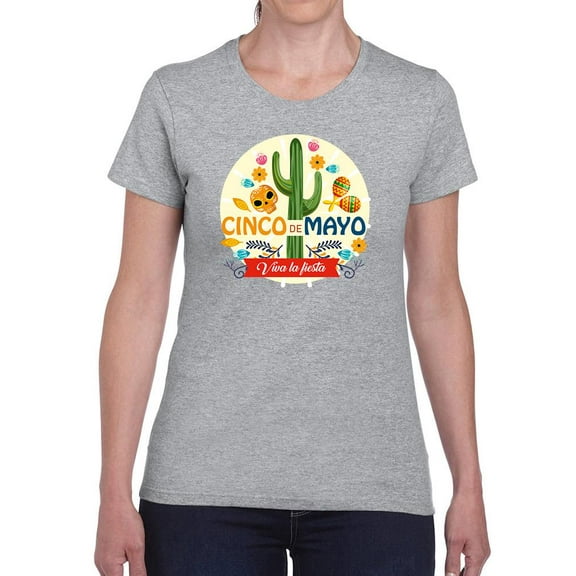Cinco De Mayo Viva La Fiesta Shaped T-Shirt Women -Image by Shutterstock, Female 3X-Large