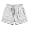 thumbnail image 4 of Plus Size Shorts for Women New Shorts for Women Lightweight Elastic Waist Lace Trim Short Pants with Pocket Summer Casual Beach Vacation Bottoms White XXL, 4 of 5
