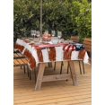 thumbnail image 3 of Outdoor Tablecloth with Umbrella Hole for Patio/Picnic/Party/Camping, Thin Brown Lines Waterproof Table Cloth Rectangle Table Cover Washable, Patriotic Bow Vintage Distressed Striped (60"x 120"), 3 of 9