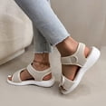 thumbnail image 6 of Womens Sandals Wedge Breathable Open Toe Summer Women's Trendy Solid Color Ankle Strap Women Footwear Comfortable Walking Beach Sandals for Women Beige 6, 6 of 9