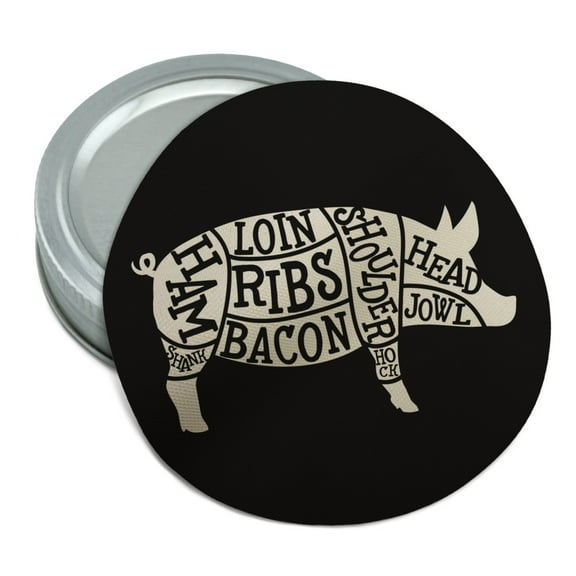 Pork Pig Parts Illustration Bacon Round Rubber Non-Slip Jar Gripper Lid Opener