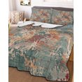 thumbnail image 3 of Quilts Twin XL Size, Green Brown Copper Rust Soft Comforter Bedding Set for Bed, Retro Industrial Mottled Art Lightweight Quilted Bedspread with Pillow Cover(2 Pieces) for All Season, 68x98 Inch, 3 of 7