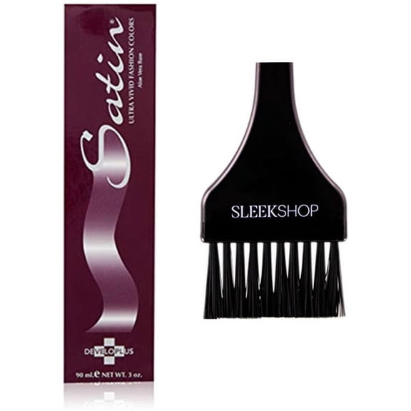 SATIN Hair Color, Developlus Ultra Vivid Fashion Colors (with Sleek Applicator Brush) ALOE VERA BASE Low Ammonia Cream Haircolor Dye - 3N Dark Brown