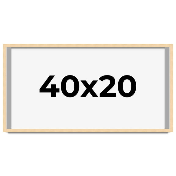 40x20 Frame Natural Wood Picture Frame | 0.75 Inch Moulding Width | with UV Acrylic Plexiglass,