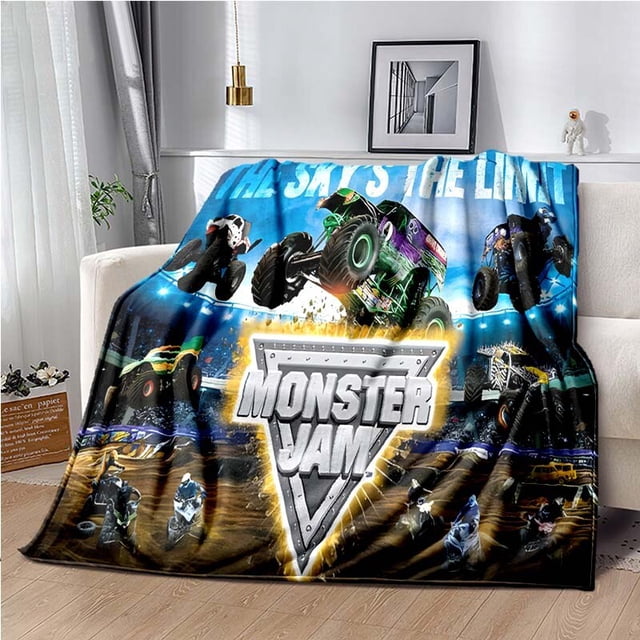 Monster Jam Grave Digger Truck Hot Wheels manta de sofá ligera y cálida, manta de aislamiento, cama, oficina, coche, manta de rodilla