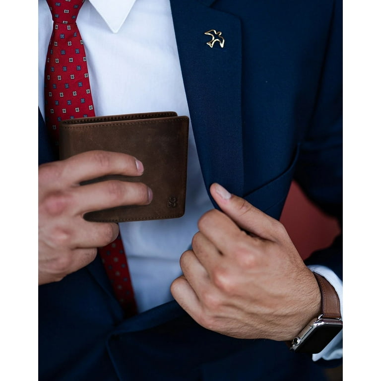 Serman Brands 2 ID Window Wallet for Men | RFID Blocking | Premium Full Grain Leather | Bifold Top Flip | Extra Capacity Travel Wallet | Texas Brown Serman Brands 2 ID Window Wallet for Men | RFID Blocking | Premium Full Grain Leather | Bifold Top Flip | Extra Capacity Travel Wallet | Texas Brown