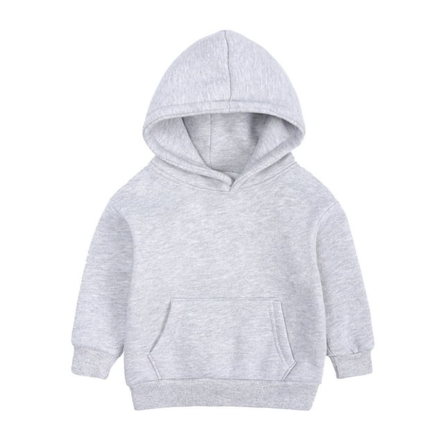 FAOWME Sweat à Capuche pour Garçons et Filles, Couleur Unie, Gris 3-4 Ans