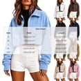 thumbnail image 3 of Mifsaly Cropped Jacket Women Corduroy Zip Up Lapel Collar Lightweight Shacket Fall Winter Trendy Casual Daily Outerwear Army Green,M, 3 of 5