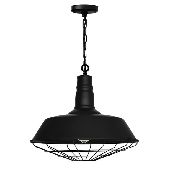 CWI Lighting Morgan 1 Light Down Farmhouse Metal Pendant in Black