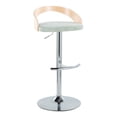 thumbnail image 2 of LumiSource Grotto Barstool Set (2) - Adjustable Height, Swivel, Chrome/Wood/Green Fabric, Modern Design, Indoor Use, Kitchen &amp; Bar Seating, 2 of 6