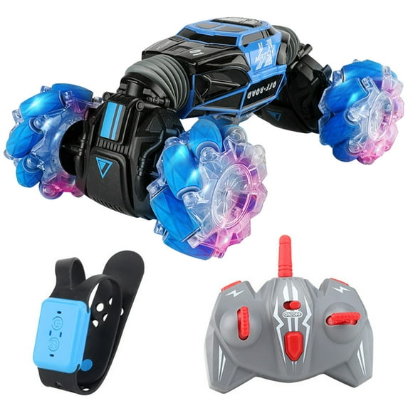 SIYTUAU Voiture Cascade Télécommandée avec Capteur de Gestes 4Wd Corps Déformable Bleu Véhicule Tout-Terrain en Plastique Vitesse 15-20 Km/h Conception Antichoc - Voiture Jouet Rc pour Enfants Bleu