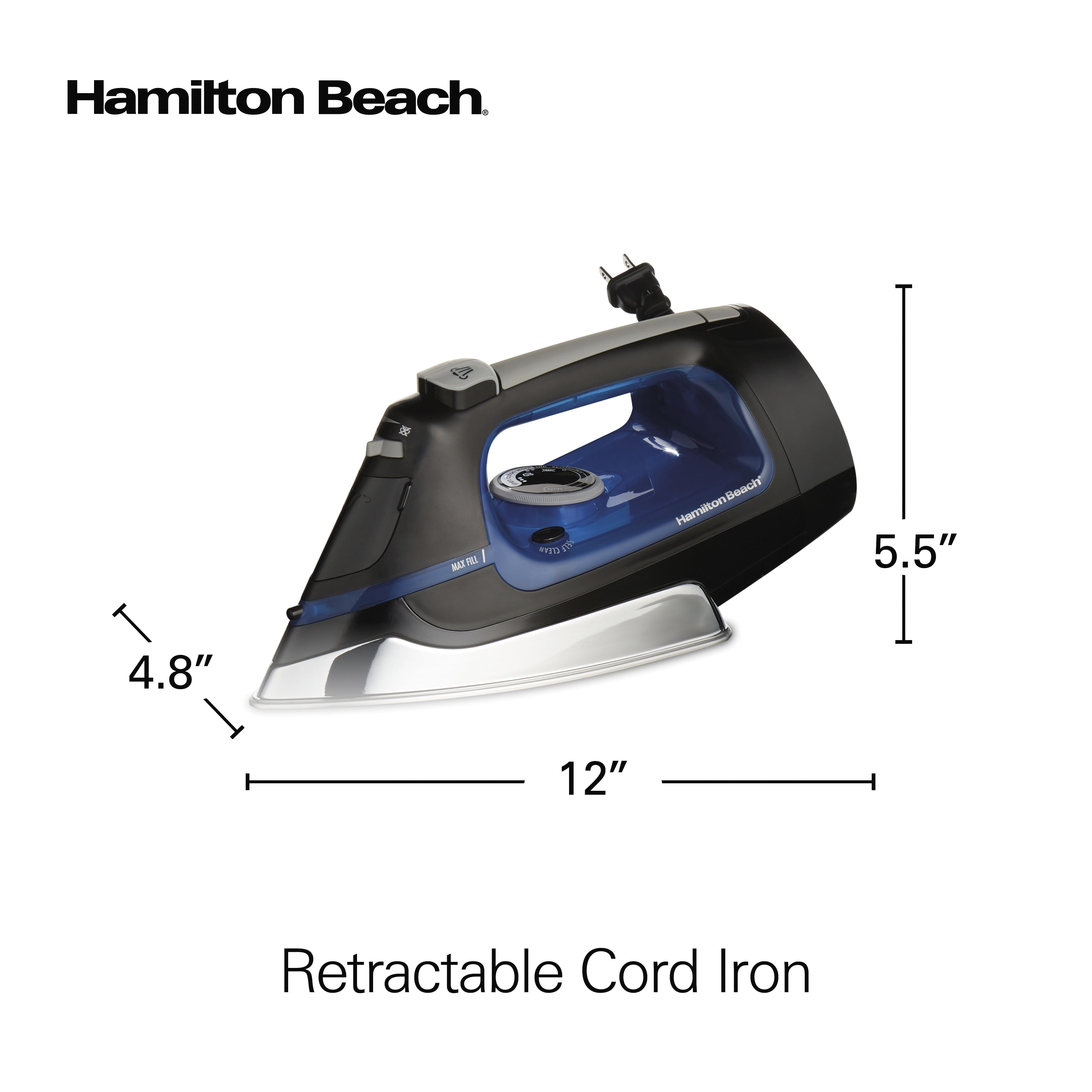 Spray/blast Hamilton Beach Non-Stick Clothes Iron with Retractable Cord 