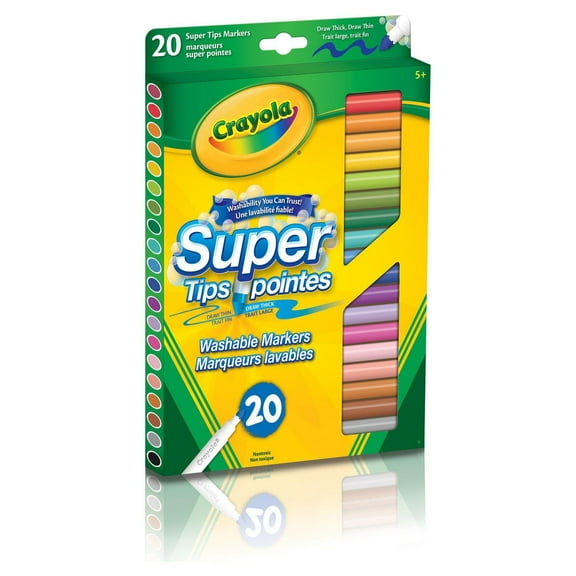 Marqueurs Super pointes lavables, 20 ct