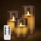 thumbnail image 1 of Vela LED, juego de 3 velas LED sin llama, gris, con control remoto y temporizador, 10 cm, 12,5 cm, 15 cm de altura, lámpara de cera a pilas, luz parpadeante realista., 1 of 5