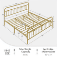 thumbnail image 3 of Topeakmart Metal Platform Bed with Headboard and Footboard, King Size, Antique Gold, 3 of 10
