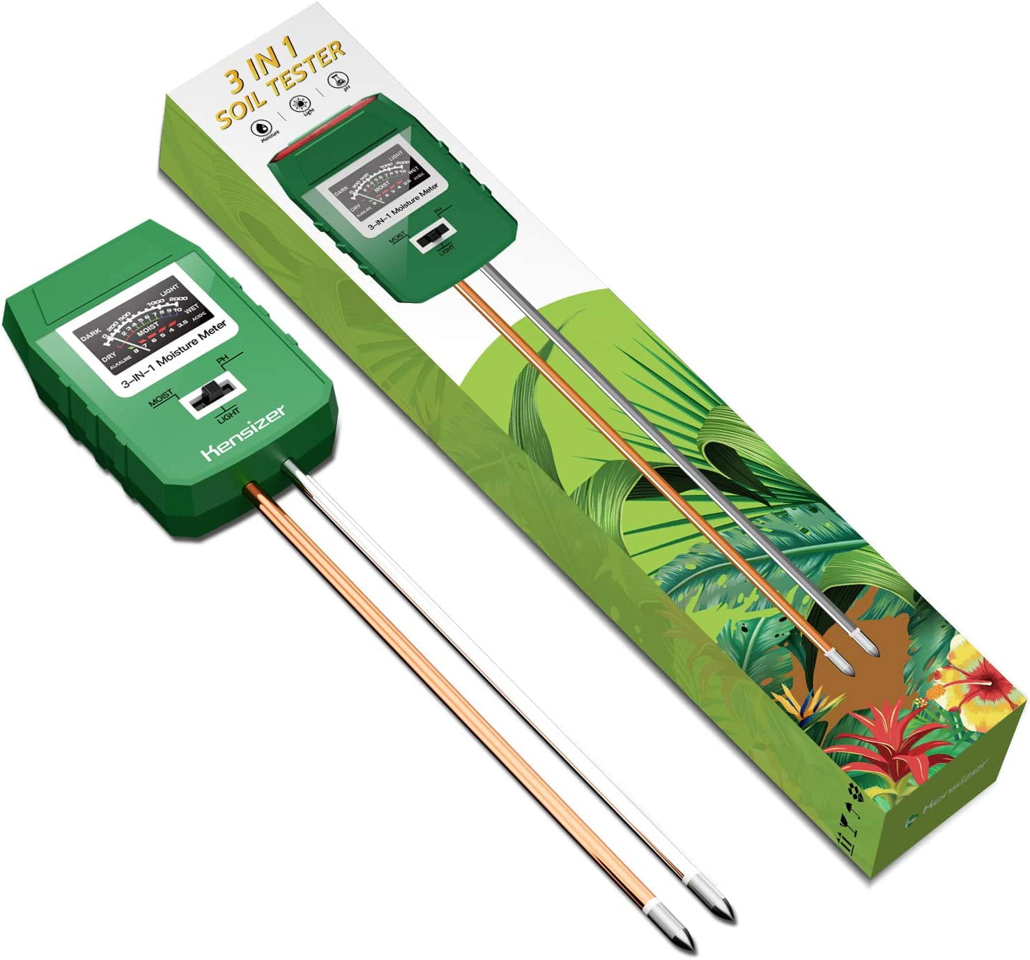 Buy Kensizer Soil Tester, 3in1 Soil Moisture/Light/pH Meter