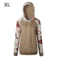 thumbnail image 1 of Sudadera con capucha para mujer, estampado floral, manga larga, bolsillo, suéter con capucha, top, caqui, XL Noticed AP000831-04, 1 of 7