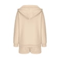 thumbnail image 6 of 2 Piece Hoodie and Pants Set for Women Long Sleeve Full Zip Jacket and Shorts Suits Casual Jogger Lounge Outfits (Small, Beige), 6 of 6