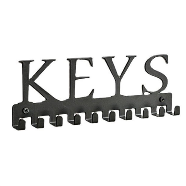 Soporte para Llaves de Pared, Colgador de Llaves Negro, Organizador de Pared para Llaves, Soporte para de Metal con 10 para Llaves